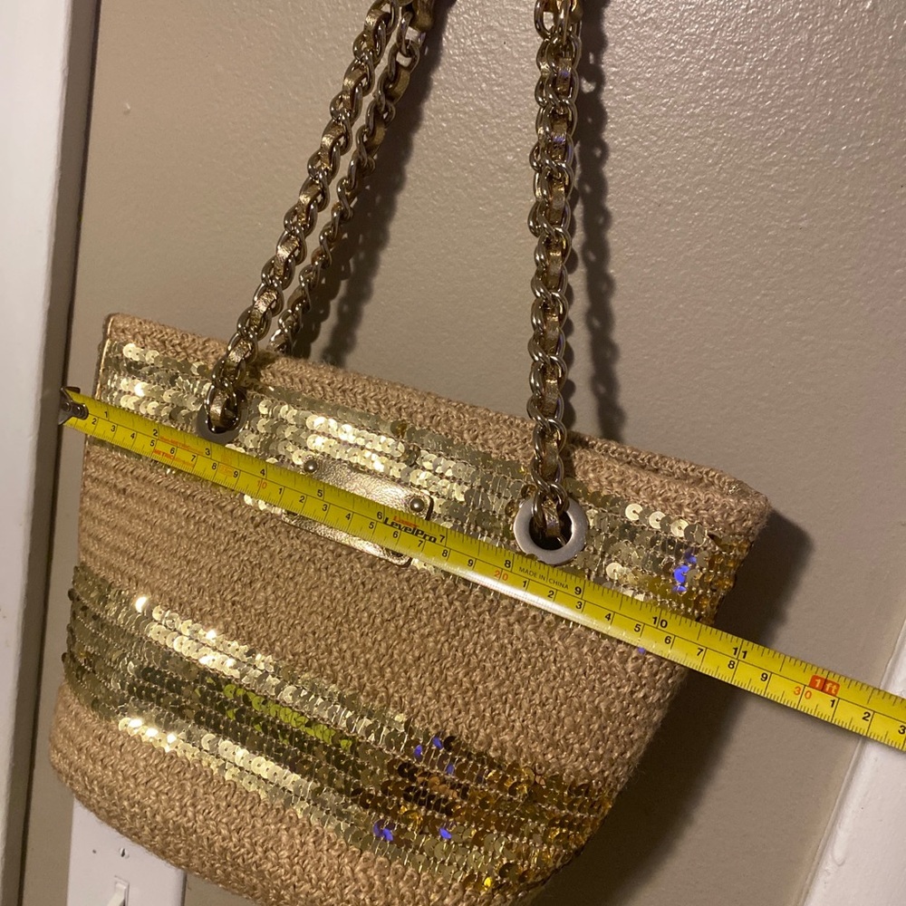 Kate Spade gold sequin & natural small shoulder bag with gold leather - Picture 15 of 15